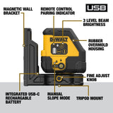 DeWalt DCLE14201RB USB Rechargeable Red Cross Line Laser Base Kit