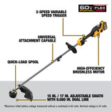 DEWALT DCST972X1 FLEXVOLT 60-Volt MAX Lithium- Ion Electric Cordless Attachment Capable String Trimmer