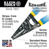 KLEIN 11055 KLEIN-KURVE WIRE STRIPPER/CUTTER SOLID AND STRANDED WIRE
