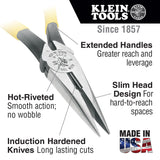 Klein D203-8 Pliers, Needle Nose Side-Cutters, 8-Inch