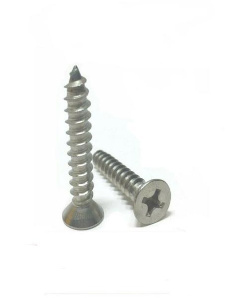 #10 x 1 1/4" Sheet Metal Screws Stainless Steel Phillips Flat Head